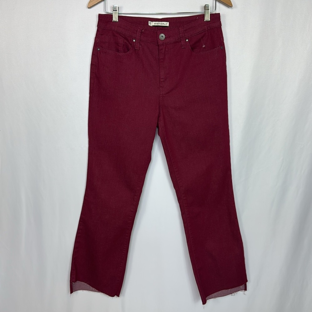 Whetherly Women’s Savannah High‎ Rise Slim Kick Flare Jeans Size 10/30 Burgundy